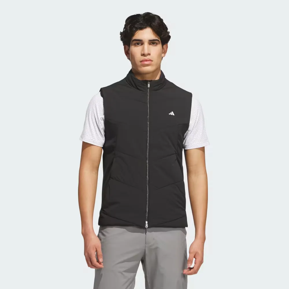 Men's Ultimate365+ Course Control quilted vest in black, on model