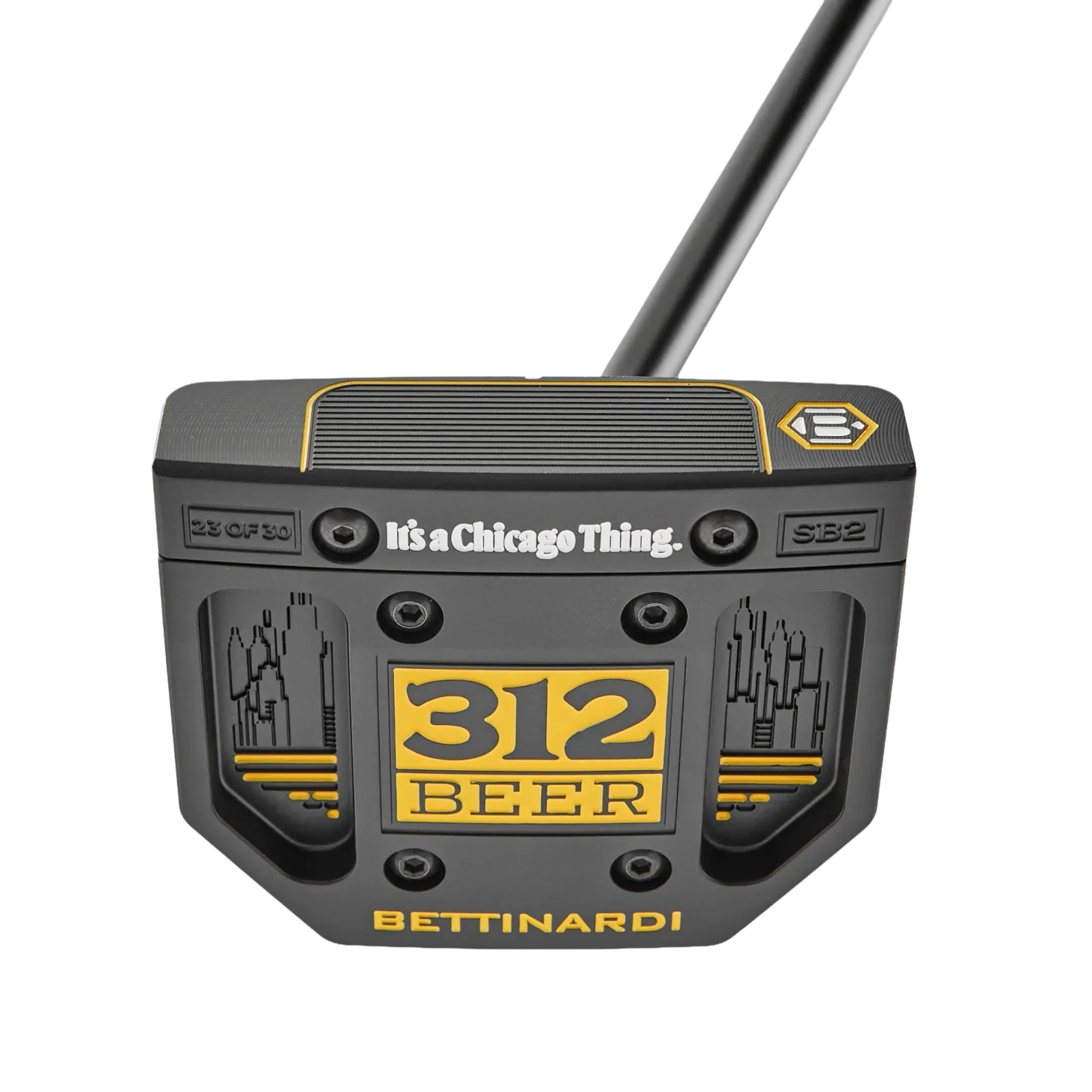 312 Beer x Bettinardi Antidote SB2 mallet putter with yellow 312 Beer insert