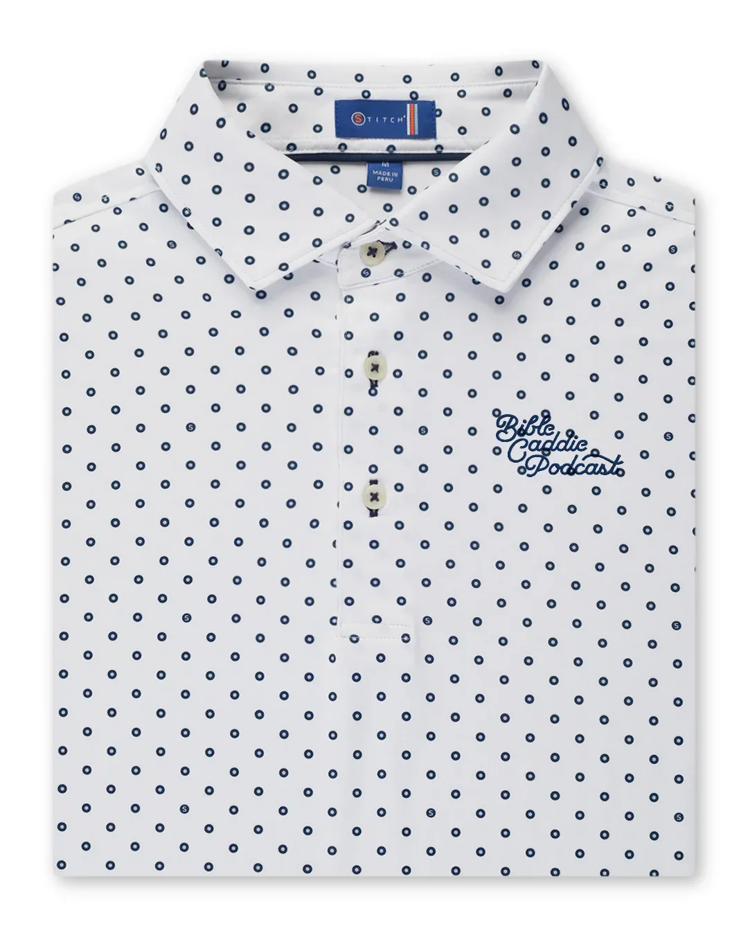 Bible Caddie Stitch Dot polo, folded