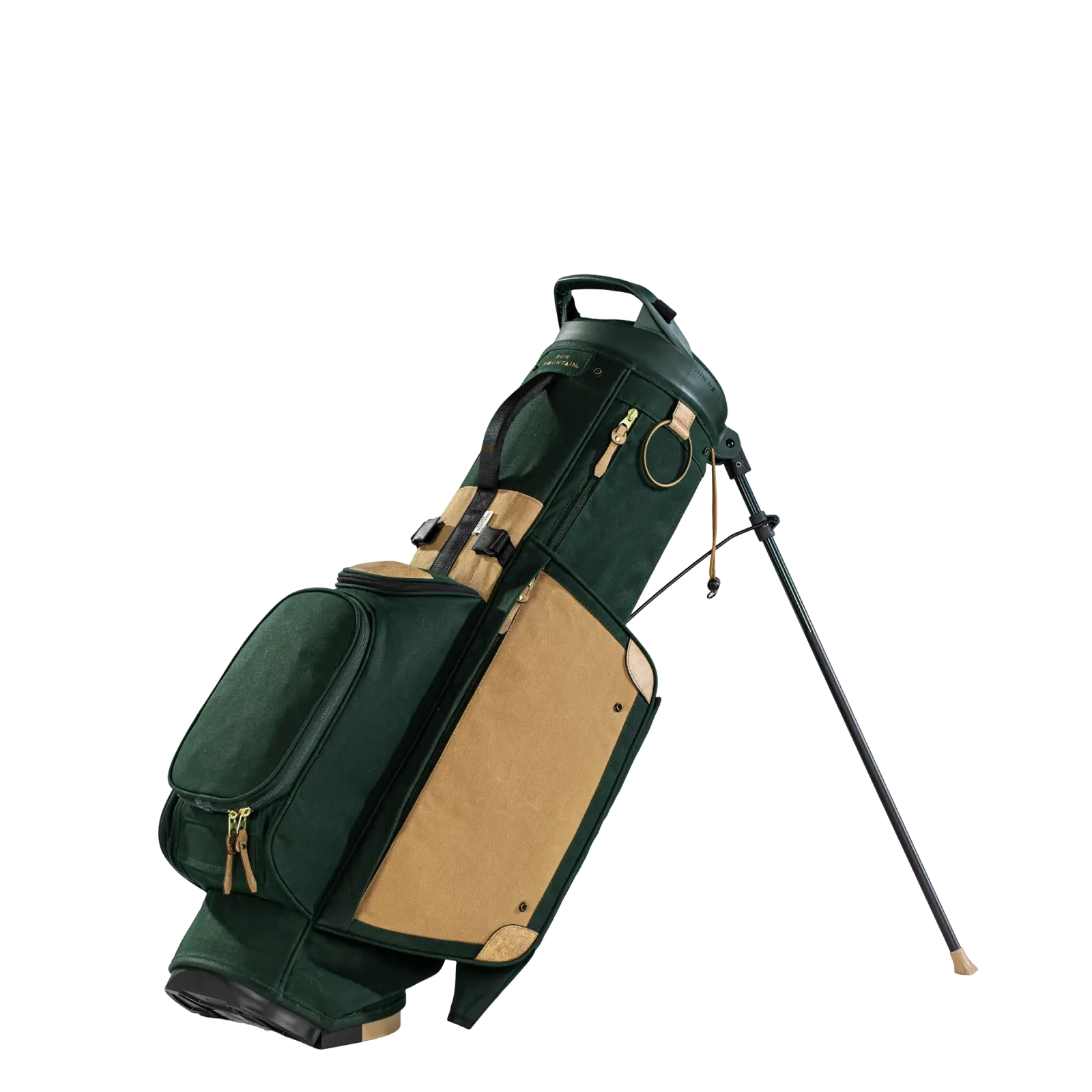 Sun Mountain TQR stand bag in Grove green and khaki waxed canvas
